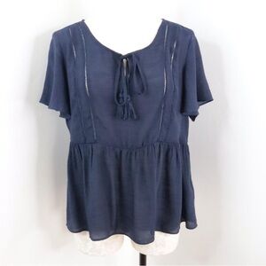 Nanette Lenore Short Sleeve Navy Blue‎ Top